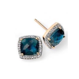 BLUE TOPAZ PAVED DIAMOND EARRINGS